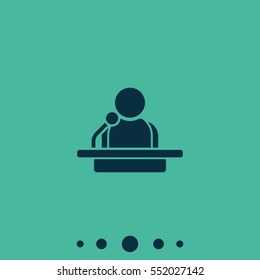 Speaker icon. Orator speaking from tribune illustration.