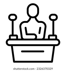 Speaker icon outline vector. Key leader. Social media