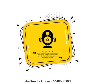 Speaker icon. Quote speech bubble. Computer component sign. Sound symbol. Quotation marks. Classic speaker icon. Vector
