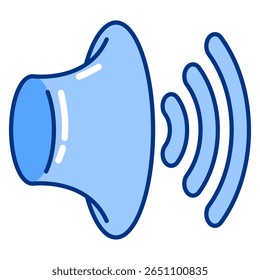 Icono de altavoz representado por perspectiva 3D Icono de altavoz Estilo azul.