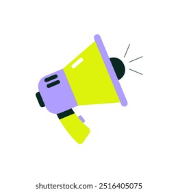 Speaker icon represents marketing, advertising, and public announcements. Flat vector illustration, isolated on a white background.