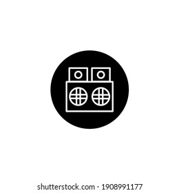 Speaker icon in round black style. Electronic device and technology icon. Vector