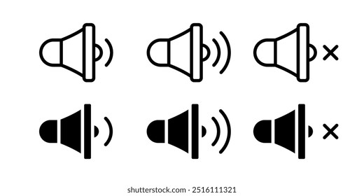 Conjunto de ícones de alto-falante. ilustração plana de ícone de vetor no fundo branco
