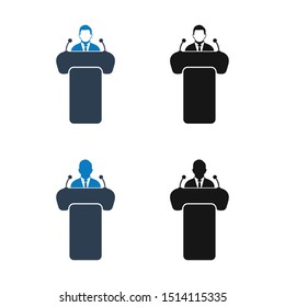 Speaker Icon Set. Flat style vector EPS.