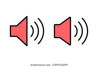 Lautsprecher Icon Set-Illustration. Lautstärkezeichen und -zeichen. Lautsprechersymbol. Tonsymbol