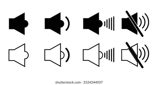 Ilustração do conjunto de ícones de alto-falante. ícone de volume e áudio .