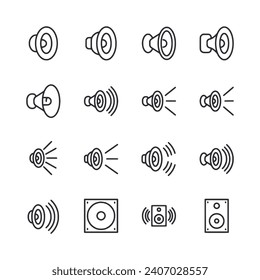 Speaker icon set isolated on white