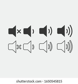 icono del altavoz silenciar iconos de alto volumen sólido y vectorial de línea