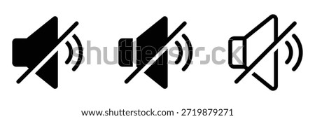 Speaker icon set. Mute and unmute volume signs icon with editable stroke. Speaker line icon set. Vector illustration. EPS 10