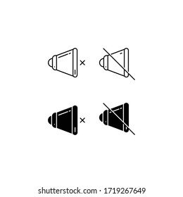 conjunto de iconos del altavoz. Iconos vectoriales de línea y sólido del volumen silenciado del altavoz
