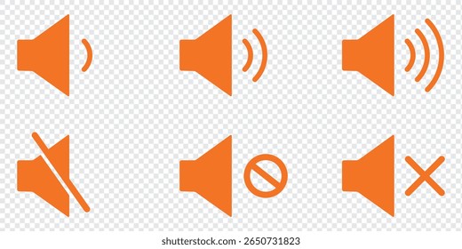 
Speaker icon set. Noise icon, speaker icon. Sound vector. Media player buttons icon set isolated. Mute and unmute volume sound. Audio, Sound System, Music Vector Graphics. 