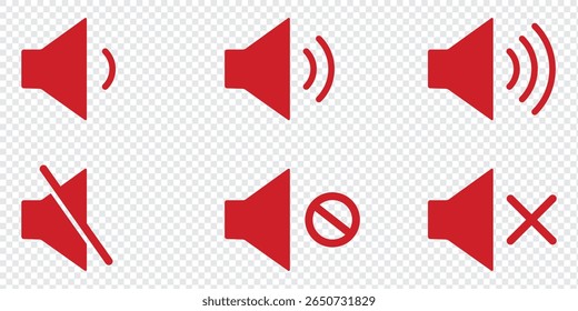 
Speaker icon set. Noise icon, speaker icon. Sound vector. Media player buttons icon set isolated. Mute and unmute volume sound. Audio, Sound System, Music Vector Graphics. 