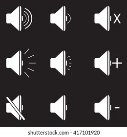 Speaker icon set on black background - Vector