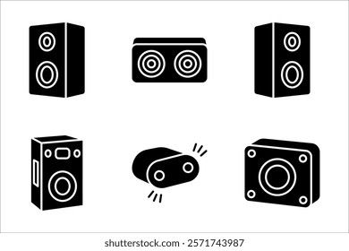 speaker icon set, on white background.