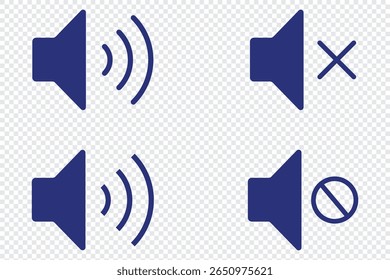 Ícone de alto-falante definido. Ícone de alto-falante silencioso e em anel definido com ilustração de vetor de estilo simples e plana. Conjunto de ícones de alto-falante. volume ícones vetor. ícone de alto-falante vetor. Desativar mudo e desativar mudo do som do volume.