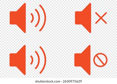 Ícone de alto-falante definido. Ícone de alto-falante silencioso e em anel definido com ilustração de vetor de estilo simples e plana. Conjunto de ícones de alto-falante. volume ícones vetor. ícone de alto-falante vetor. Desativar mudo e desativar mudo do som do volume.