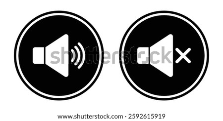 Speaker icon set. Sound on and off icon. Volume icon. Volume off symbol. Silent mode icons.
