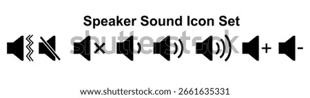 speaker icon set. sound on and mute button with volume increase and decrease symbol. icons for player  vector