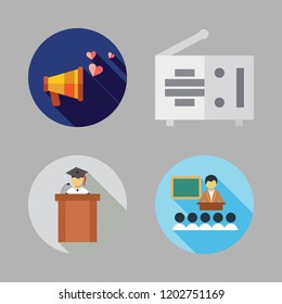speaker icon set. vector set about megaphone, lecture and radio icons set.