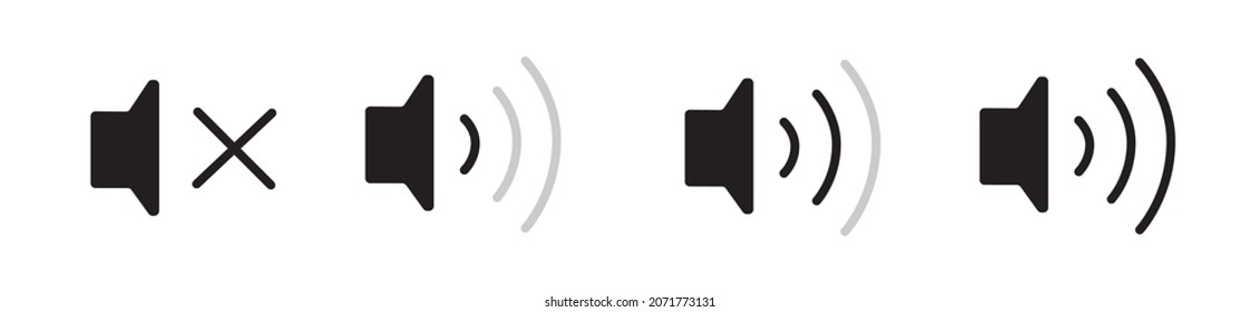 Vector de conjunto de iconos del altavoz. Icono de volumen. Vector de iconos de altavoz. Diferentes niveles de volumen. Fondo blanco.