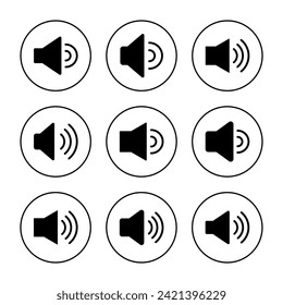 Vector de conjunto de iconos del altavoz. signo de volumen y símbolo. icono de altavoz. símbolo de sonido