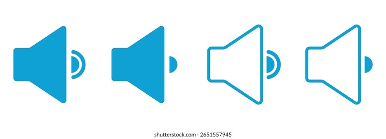 Conjunto de ícones de alto-falante. volume, ícone de alto-falante vetor. símbolo de som. Desativar mudo e desativar mudo do som do volume. Ícone de volume do alto-falante com ondas de som. Ícone de alto-falante silencioso e em anel definido com simples e traçado. EPS 10. 