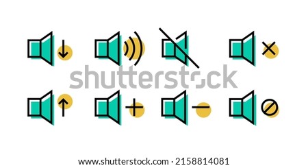 Speaker icon set. volume icon. loudspeaker icon. Volume Up and down, Volume mute, sound symbol