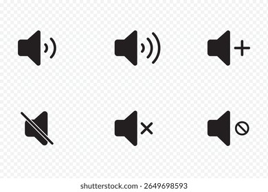 Conjunto de Ícones do Alto-falante - Volume, Silenciar e Símbolos de Som. Creative Sound Wave e Speaker Vetor . 