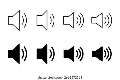 Conjunto de iconos de altavoz. Vector de icono de volumen. Vector de icono de altavoz. símbolo de sonido