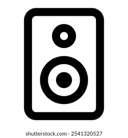 Altavoz, sonido, música, audio, altavoz, estudio, electrónico, woofer, dispositivo, canción. Ilustración de icono de Vector