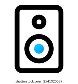 Altavoz, sonido, música, audio, altavoz, estudio, electrónico, woofer, dispositivo, canción. Ilustración de icono de Vector