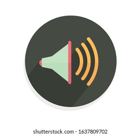 Speaker icon. Sound on. Vector illustration. Megaphone icon.