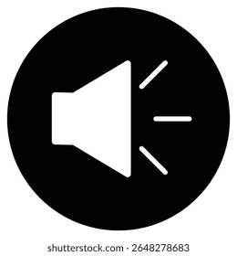 Speaker Icon. Sound Icon, Vector Illustration, black background and  white speaker icon.