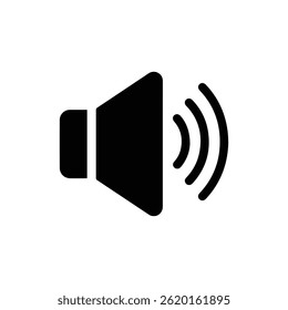 Speaker Icon with Sound Waves Emitting, Black Filled Design, Audio Playback Symbol, Music Icon, Sound Emission Graphic, Audio System Icon, Loudspeaker Symbol, Music Wave, Sound Transmission