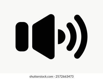 Speaker icon with sound waves, representing audio, sound, and volume. Audio symbol with sound waves, ideal for sound and volume control visuals. Simple icon vector element.