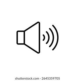 Ícone de alto-falante com ondas de som que representam o volume de áudio para a interface de mídia ou as configurações de notificação