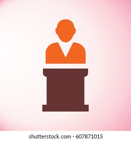 speaker icon. speaking from tribune