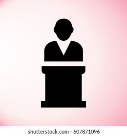 speaker icon. speaking from tribune