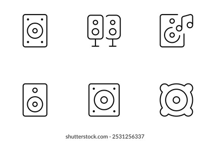 Icono de altavoz, subwoofer, audio acústico para concierto o sistema de sonido estéreo de cine en casa. Trazo editable. y conveniente para la página de Web, App móvil, UI, diseño de UX.