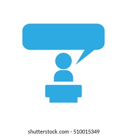 Speaker icon vector EPS 10, abstract sign orator speaking from tribune flat design,  illustration modern isolated badge  for website or app - stock info graphics