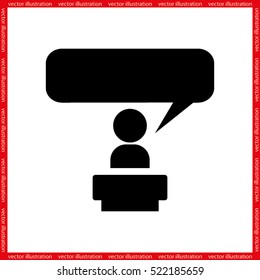 Speaker icon vector EPS 10, abstract sign orator speaking from tribune flat design,  illustration modern isolated badge  for website or app - stock info graphics