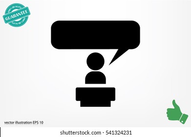 Speaker icon vector EPS 10, abstract sign orator speaking from tribune flat design,  illustration modern isolated badge  for website or app - stock info graphics.