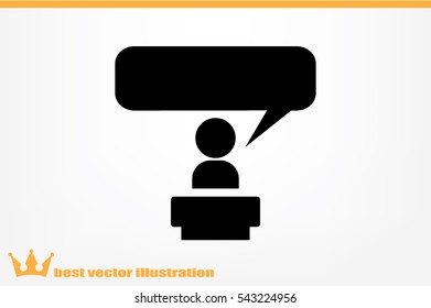 Speaker icon vector EPS 10, abstract sign orator speaking from tribune flat design,  illustration modern isolated badge  for website or app - stock info graphics