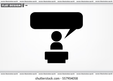 Speaker icon vector EPS 10, abstract sign orator speaking from tribune flat design,  illustration modern isolated badge  for website or app - stock info graphics