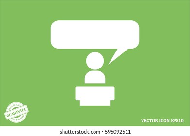 Speaker icon vector EPS 10, abstract sign orator speaking from tribune flat design,  illustration modern isolated badge  for website or app - stock info graphics
