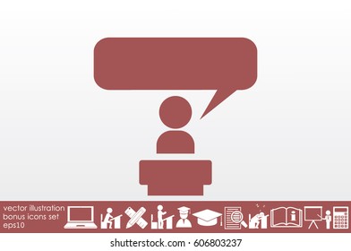Speaker icon vector EPS 10, abstract sign orator speaking from tribune flat design,  illustration modern isolated badge  for website or app - stock info graphics