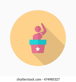 Speaker icon , Vector flat long shadow design.