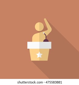 Speaker icon , Vector flat long shadow design.