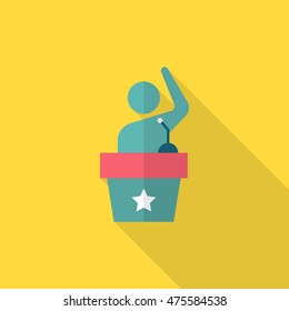 Speaker icon , Vector flat long shadow design.