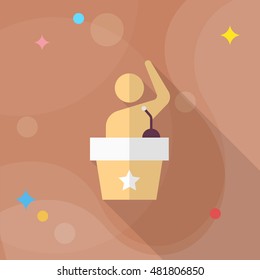 Speaker icon , Vector flat long shadow design.